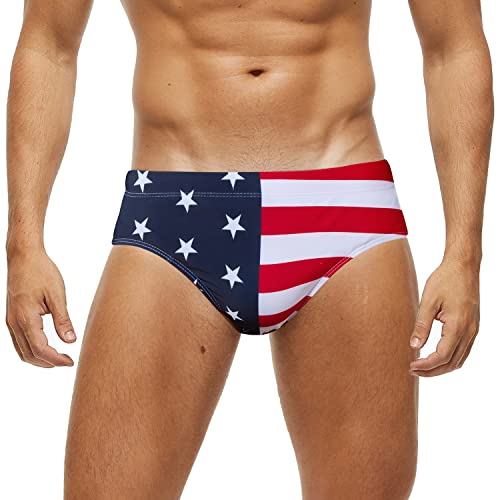 Arcweg Badehose Herren Badeslip Kurz Eng Jungen Schwimmhose Abnehmbares Pad Freizeit Kurze Badehose Nationalflagge 2XL（EU von Arcweg