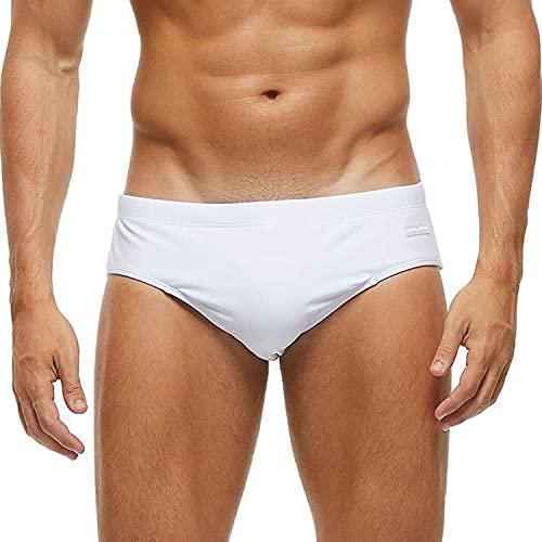 Arcweg Badehose Herren Badeslip Kurz Eng Jungen Schwimmhose Abnehmbares Pad Weiß XL(EU)-MarkeGröße XXL von Arcweg