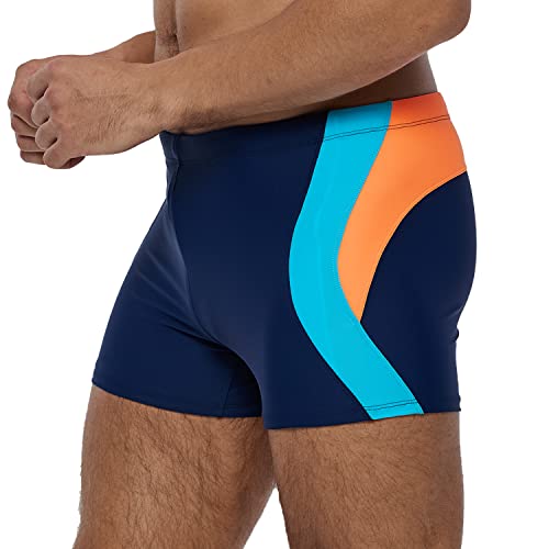 Arcweg Badehose Herren Eng Kurz Badeshorts mit Tunnelzug Schwimmhose Wassersport Kurze Hose UV Schutz Jungen Schwimmwear Schulschwimmen Navy blau L（EU von Arcweg