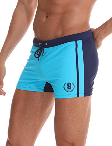 Arcweg Badehose Herren Eng Kurz Badeshorts mit Tunnelzug Schwimmhose Wassersport Kurze Hose UV Schutz Jungen Schwimmwear Schulschwimmen (Blau, L) von Arcweg