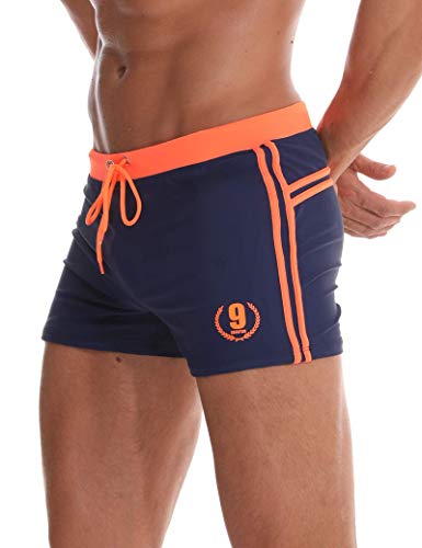 Arcweg Badehose Herren Eng Kurz Badeshorts mit Tunnelzug Schwimmhose Wassersport Kurze Hose UV Schutz Jungen Schwimmwear Schulschwimmen (Orange, L) von Arcweg