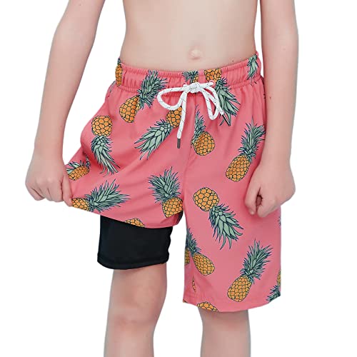 Arcweg Badehose Jungen Sommer Badeshorts Schnelltrocknend Boardshorts mit Kompression Liner 2 in 1 und Verstellbarem Tunnelzug Kinder Strand Schwimmhose 8-16 Jahre von Arcweg