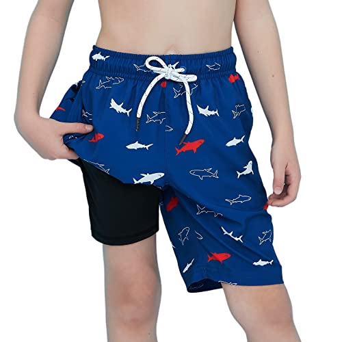 Arcweg Badehose Jungen Sommer Badeshorts Schnelltrocknend Boardshorts mit Kompression Liner 2 in 1 und Verstellbarem Tunnelzug Kinder Strand Schwimmhose 8-16 Jahre von Arcweg