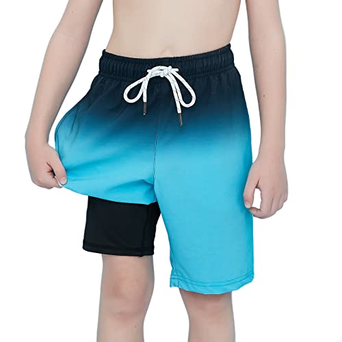 Arcweg Badehose Jungen Sommer Badeshorts Schnelltrocknend Boardshorts mit Kompression Liner 2 in 1 und Verstellbarem Tunnelzug Kinder Strand Schwimmhose 8-16 Jahre von Arcweg