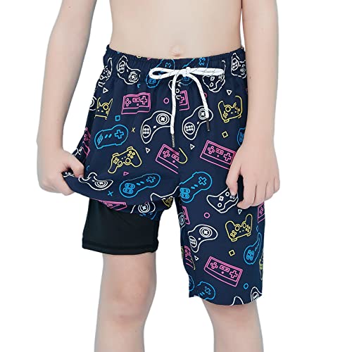 Arcweg Badehose Jungen Sommer Badeshorts Schnelltrocknend Boardshorts mit Kompression Liner 2 in 1 und Verstellbarem Tunnelzug Kinder Strand Schwimmhose 8-16 Jahre von Arcweg