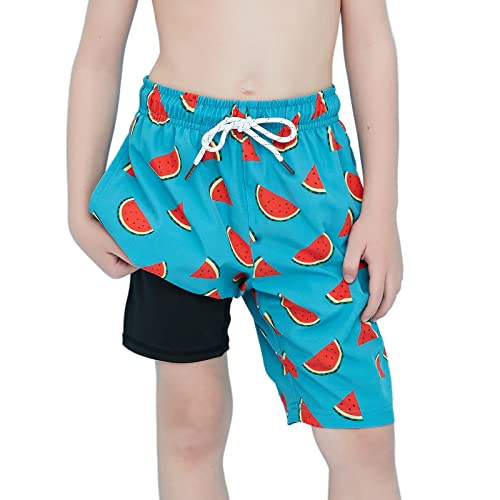 Arcweg Badehose Jungen Sommer Badeshorts Schnelltrocknend Boardshorts mit Kompression Liner 2 in 1 und Verstellbarem Tunnelzug Kinder Strand Schwimmhose 8-16 Jahre von Arcweg