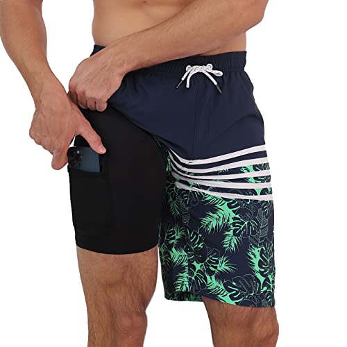 Arcweg Badehose für Herren Badeshorts mit Kompression 2 in 1 Swimming Shorts Schnelltrocknend Männer Kurz Strandhose Mit Reißverschlusstasche Strandshorts 2XL （EU） von Arcweg