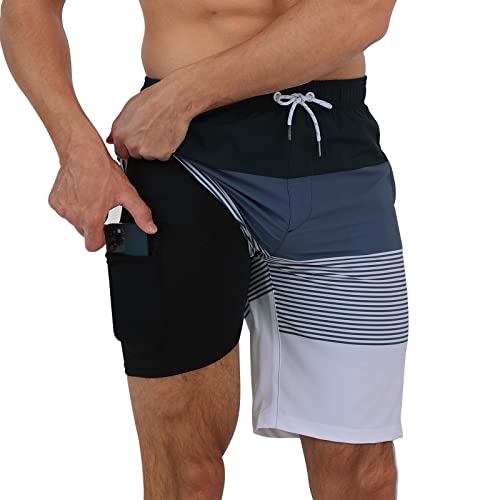 Arcweg Badehose für Herren Badeshorts mit Kompression 2 in 1 Swimming Shorts Schnelltrocknend Männer Kurz Strandhose Mit Reißverschlusstasche Strandshorts 2XL （EU） von Arcweg