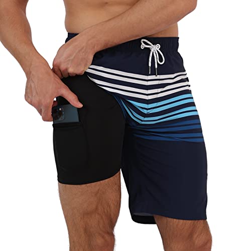 Arcweg Badehose für Herren Badeshorts mit Kompression 2 in 1 Swimming Shorts Schnelltrocknend Männer Kurz Strandhose Mit Reißverschlusstasche Strandshorts L （EU） von Arcweg