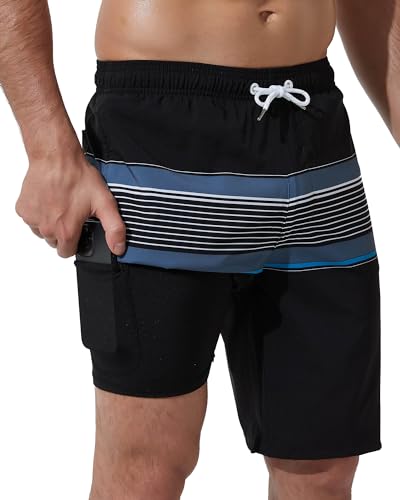 Arcweg Badehose für Herren Badeshorts mit Kompression 2 in 1 Swimming Shorts Schnelltrocknend Männer Kurz Strandhose Mit Reißverschlusstasche Strandshorts L （EU） von Arcweg