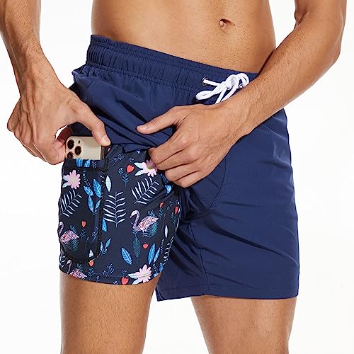 Arcweg Badehose für Herren Badeshorts mit Kompression Liner 2 in 1 Schnelltrocknend Männer Elastisch Surf Shorts Strandhose Strandshorts Tunnelzug mit Zip 2XL(EU) von Arcweg