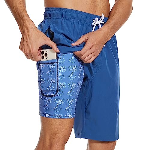Arcweg Badehose für Herren mit Kompression Badeshorts 2 in 1 Schnelltrocknend lässige 5.5" Schwimmhose Strandshorts mit Reißverschlusstasche S - XXL XL(EU) von Arcweg