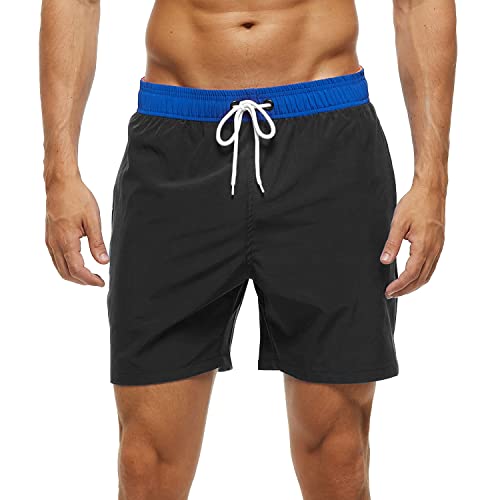 Arcweg Badehose für Herren mit Reißverschlusstasche Atmungsaktiv Wasserabweisend Badeshorts Männer Trainingsshorts Elastisch Verstellbar Mit Tunnelzug Meshfutter Dunkelblau/Schwarz M(EU) von Arcweg