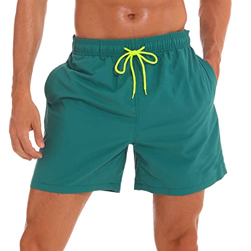 Arcweg Herren Jungen Badeshorts Kurz Badehose Vielfarbig Schnelltrocknend Beachshorts Boardshorts Strand Shorts dunkelgrün S(EU) von Arcweg