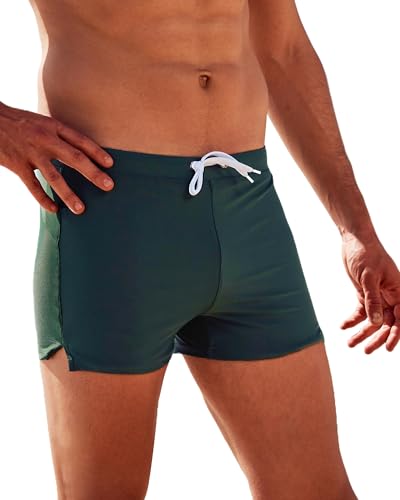 Arcweg Badeshorts für Herren Badehosen Kurz Schnelltrocknend Schwimmshorts Badehose Männer Schwimmhose Boxer Badepants eng anliegend Wassersport Kurze Hose mit Tunnelzug Grün L(EU) von Arcweg