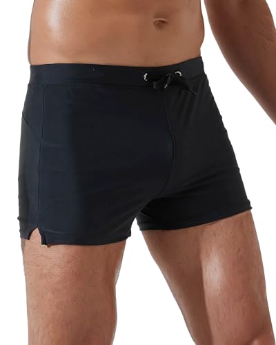 Arcweg Badeshorts für Herren Badehosen Kurz Schnelltrocknend Schwimmshorts Badehose Männer Schwimmhose Boxer Badepants eng anliegend Wassersport Kurze Hose mit Tunnelzug Schwarz M(EU) von Arcweg