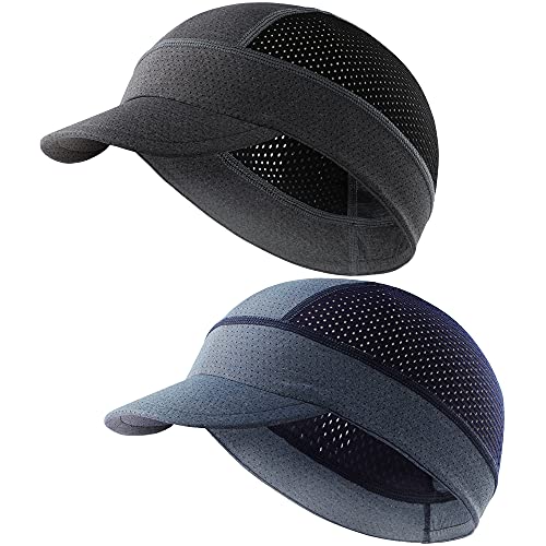 Arcweg Cycling Cap UV Schutz, Fahrrad Kappe Unterziehmütze UPF 50+, Fahrradkappe Fahrrad Unterhelm Mütze für Herren Damen Schweißabsorbierend Faltbar weich Atmungsaktiv faltbar Joggen (Grau+Marine) von Arcweg