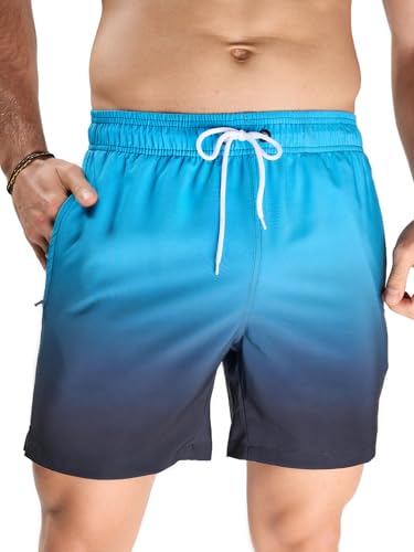Arcweg Herren Badeshorts mit Ultralight Badehose & Schwimmhose für Männer, Schnelltrocknend & Atmungsaktiv – Perfekt für Pool, Meer, Strandurlaub und Freizeit Blau + Schwarzer L(EU) von Arcweg