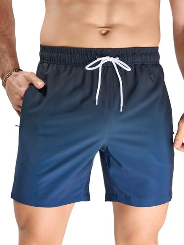 Arcweg Herren Badeshorts mit Ultralight Badehose & Schwimmhose für Männer, Schnelltrocknend & Atmungsaktiv – Perfekt für Pool, Meer, Strandurlaub und Freizeit Schwarz + Marineblau XXL(EU) von Arcweg
