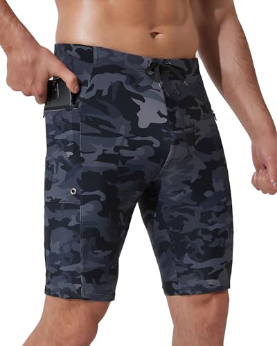 Arcweg Herren Jammers Lang Badehose Kompression Schwimmen Badeanzug Jammer für Herren & Jungen knielangen Badehose zum Schwimmen Racing Trainings Tarnfarbe M(EU) von Arcweg