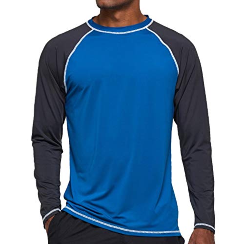Arcweg Langarmshirt Herren Rash Guards Farbecht UV Schutz Funktionsshirt Langarm Shirt Schnelltrocknend Atmungsaktiv Wandershirt UPF 50+ Sonnenschutz Jungen Surf Angeln Wandern Blau/Grau EU 3XL von Arcweg