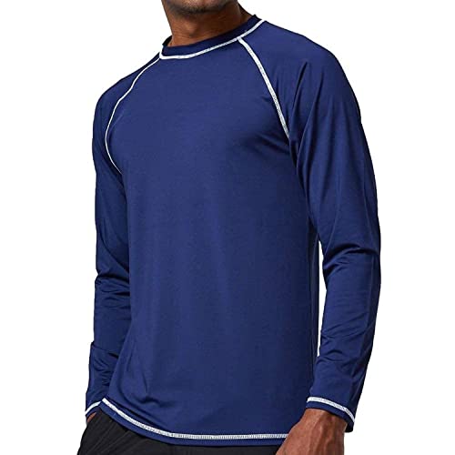 Arcweg Langarmshirt Herren Rash Guards Farbecht UV Schutz Funktionsshirt Langarm Shirt Schnelltrocknend Atmungsaktiv Wandershirt UPF 50+ Sonnenschutz Jungen Surf Angeln Wandern Dunkelblau EU M von Arcweg