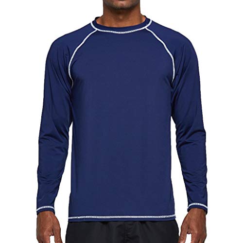 Arcweg Langarmshirt Herren Rash Guards Farbecht UV Schutz Funktionsshirt Langarm Shirt Schnelltrocknend Atmungsaktiv Wandershirt UPF 50+ Sonnenschutz Jungen Surf Angeln Wandern Dunkelblau EU XL von Arcweg