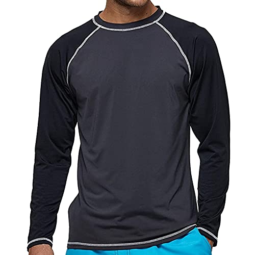 Arcweg Langarmshirt Herren Rash Guards Farbecht UV Schutz Funktionsshirt Langarm Shirt Schnelltrocknend Atmungsaktiv Wandershirt UPF 50+ Sonnenschutz Jungen Surf Angeln Wandern Grau/Schwarz EU 3XL von Arcweg