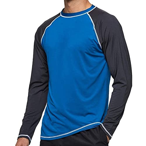 Arcweg Langarmshirt Herren Rash Guards Farbecht UV Schutz Funktionsshirt Langarm Shirt Schnelltrocknend Atmungsaktiv Wandershirt UPF 50+ Sonnenschutz Jungen Surf Laufen Angeln Wandern Blau/Grau EU L von Arcweg