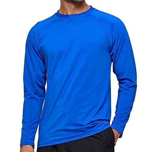 Arcweg Langarmshirt Herren Rash Guards Farbecht UV Schutz Funktionsshirt Langarm Shirt Schnelltrocknend Atmungsaktiv Wandershirt UPF 50+ Sonnenschutz Jungen Surf Laufen Angeln Wandern Blau EU 3XL von Arcweg