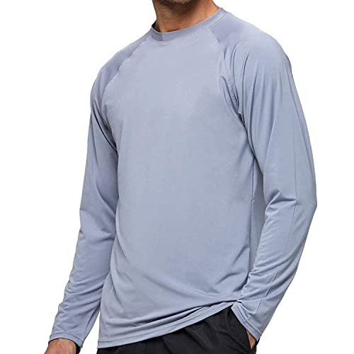 Arcweg Langarmshirt Herren Rash Guards Farbecht UV Schutz Funktionsshirt Langarm Shirt Schnelltrocknend Atmungsaktiv Wandershirt UPF 50+ Sonnenschutz Jungen Surf Laufen Angeln Wandern Grau EU L von Arcweg