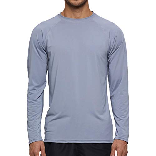 Arcweg Langarmshirt Herren Rash Guards Farbecht UV Schutz Funktionsshirt Langarm Shirt Schnelltrocknend Atmungsaktiv Wandershirt UPF 50+ Sonnenschutz Jungen Surf Laufen Angeln Wandern Grau EU XL von Arcweg