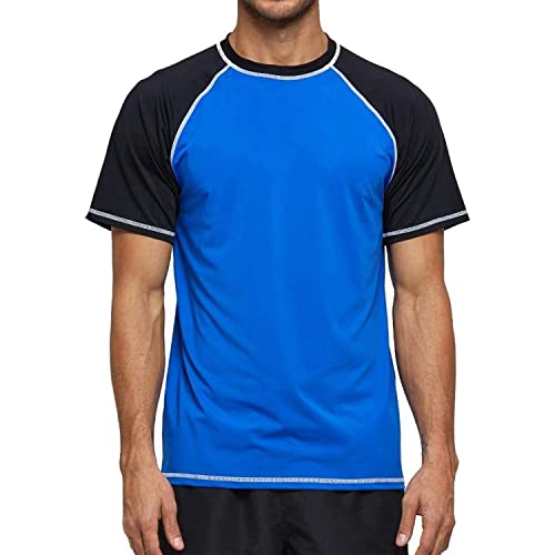 Arcweg Rashguard Herren Kurzarm Shirt UV Schutz T-Shirt Elastisch Schnelltrocknend Sun Shirt UPF 50 Tops Funktionsshirt Fitness Shirt Rash Vest zum Surf Laufen Angeln Wandern Blau/Schwarz EU XXL von Arcweg