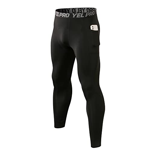 Arcweg Sport Leggings Herren Winter Laufhose mit Taschen Thermo Leggings Atmungsaktiv elastisch Tights Kompressionshose für Training Fitness Laufen Moto Ski Gym Radfahren Joggen Fußball Yoga von Arcweg