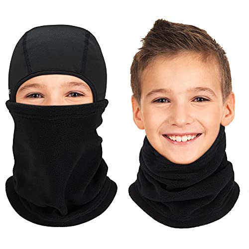 Arcweg Sturmhaube Balaclava Winter Kinder Skimaske Jungen Mädchen Atmungsaktiv Sturm Haube Antistatisch Sturmmaske Warm Motorradmaske Elastizität Winddicht für Motorrad Fahrrad Laufen Schwarz von Arcweg