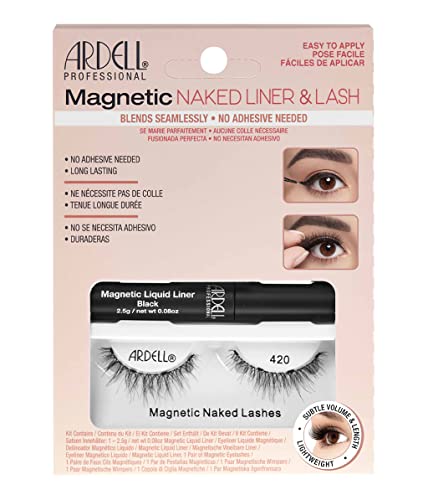 ARDELL Magnetic Liner Kit Naked Lash 420 - Magnetische Wimpern aus Echthaar mit magnetischem Eyeliner, kein Wimpernkleber notwendig | einfaches Anbringen, vegan & wieder verwendbar von Ardell