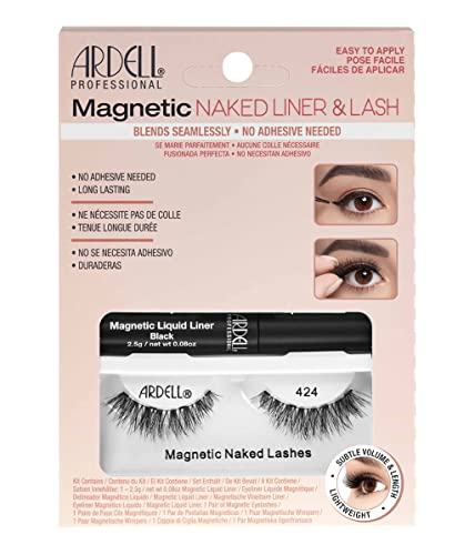 ARDELL Magnetic Liner Kit Naked Lash 424 - Magnetische Wimpern aus Echthaar mit magnetischem Eyeliner, kein Wimpernkleber notwendig | einfaches Anbringen, vegan & wieder verwendbar von Ardell