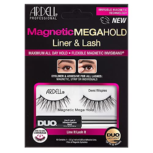 ARDELL Magnetic Megahold Wimpern magnetisch (Demi Wispies) - Magnetische Wimpern im Set mit magnetischem Eyeliner, durchgehend magnetisches Wimpernband für ultra Halt | vegan & wieder verwendbar von Ardell