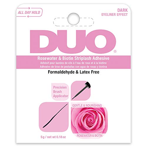 Ardell Duo Quick Set Striplash Kleber in dunklem Ton – Biotin & Rosenwasser infundiert, falsche Wimpern Kleber, Präzisions-Applikator, wasserfest & langlebig – Make-up Geschenke für Frauen von Duo