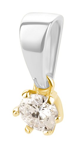 Ardeo Aurum Damen Anhänger aus 585 Gold bicolor Gelbgold Weißgold mit 0,15 ct Diamant Brillant Solitär von Ardeo Aurum