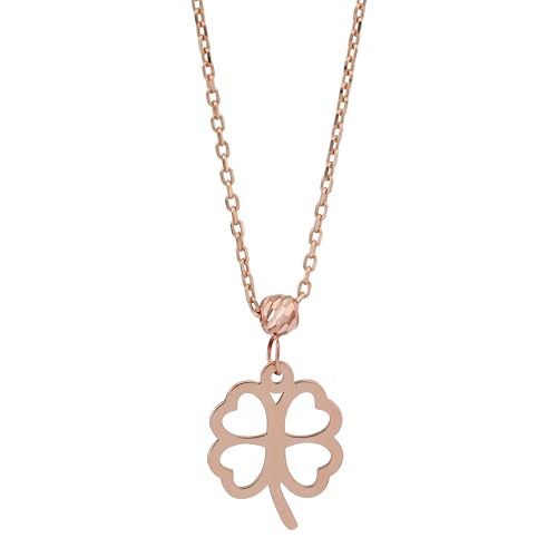 Ardeo Aurum Damen Anhänger mit Kette aus 375 Gold vierblättriges Kleeblatt Vierklee Halskette 42 cm + 3 cm Roségold von Ardeo Aurum