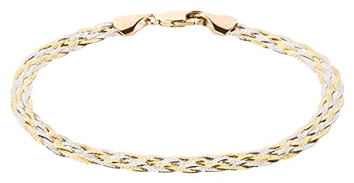 Ardeo Aurum Damen Armband aus 375 Gold Bicolor Gelbgold Weißgold Schlangenkette 5,0 mm Breite und 18 cm Länge mit Karabinerverschluss von Ardeo Aurum