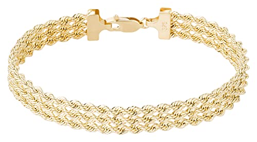 Ardeo Aurum Damen Armband aus 375 Gold Gelbgold 3-fach Kordelkette 8,5 mm Breite und 18 cm Länge mit Karabinerverschluss von Ardeo Aurum