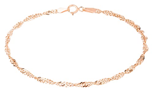 Ardeo Aurum Damen Armband aus 375 Gold Roségold Singapurkette 2,3 mm Breite und 19 cm Länge mit Federringverschluss von Ardeo Aurum