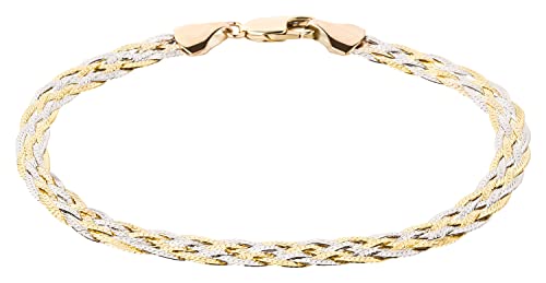 Ardeo Aurum Damen Armband aus 375 Gold Tricolor Gelbgold Weißgold Roségold Schlangenkette 5,0 mm Breite und 18 cm Länge mit Karabinerverschluss von Ardeo Aurum