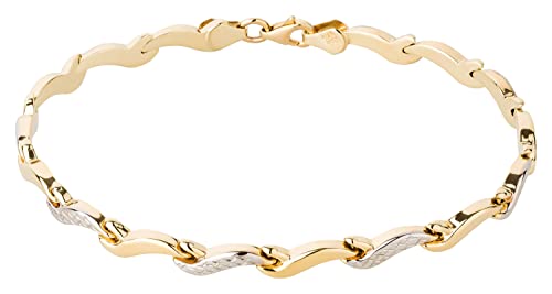 Ardeo Aurum Damen Armband aus 375 Gold bicolor 4,0 mm Breite und 19 cm Länge mit Karabinerverschluss von Ardeo Aurum