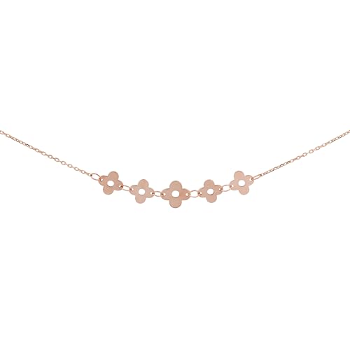 Ardeo Aurum Damen Collier Anhänger mit Kette aus 375 Gold vierblättriges Kleeblatt Vierklee 4,70 cm breit Halskette 42 cm + 3 cm Roségold von Ardeo Aurum