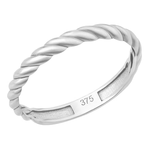 Ardeo Aurum Damen Goldring aus 375 Gold gedreht schmal Vorsteckring Ansteckring Stapelring Weißgold Größe 56 von Ardeo Aurum