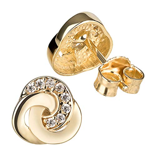Ardeo Aurum Damen Ohrringe-Ohrstecker aus 333 Gold Gelbgold mit Zirkonia im Brillant-Schliff Knoten-Design von Ardeo Aurum
