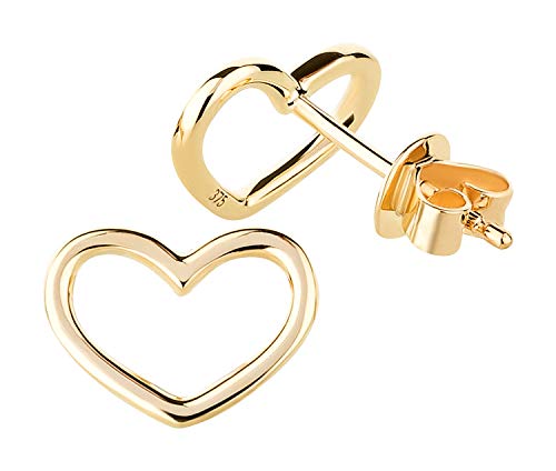 Ardeo Aurum Damen Ohrringe Ohrstecker aus 375 Gold Gelbgold in Herz-Form Design Modell 258 von Ardeo Aurum